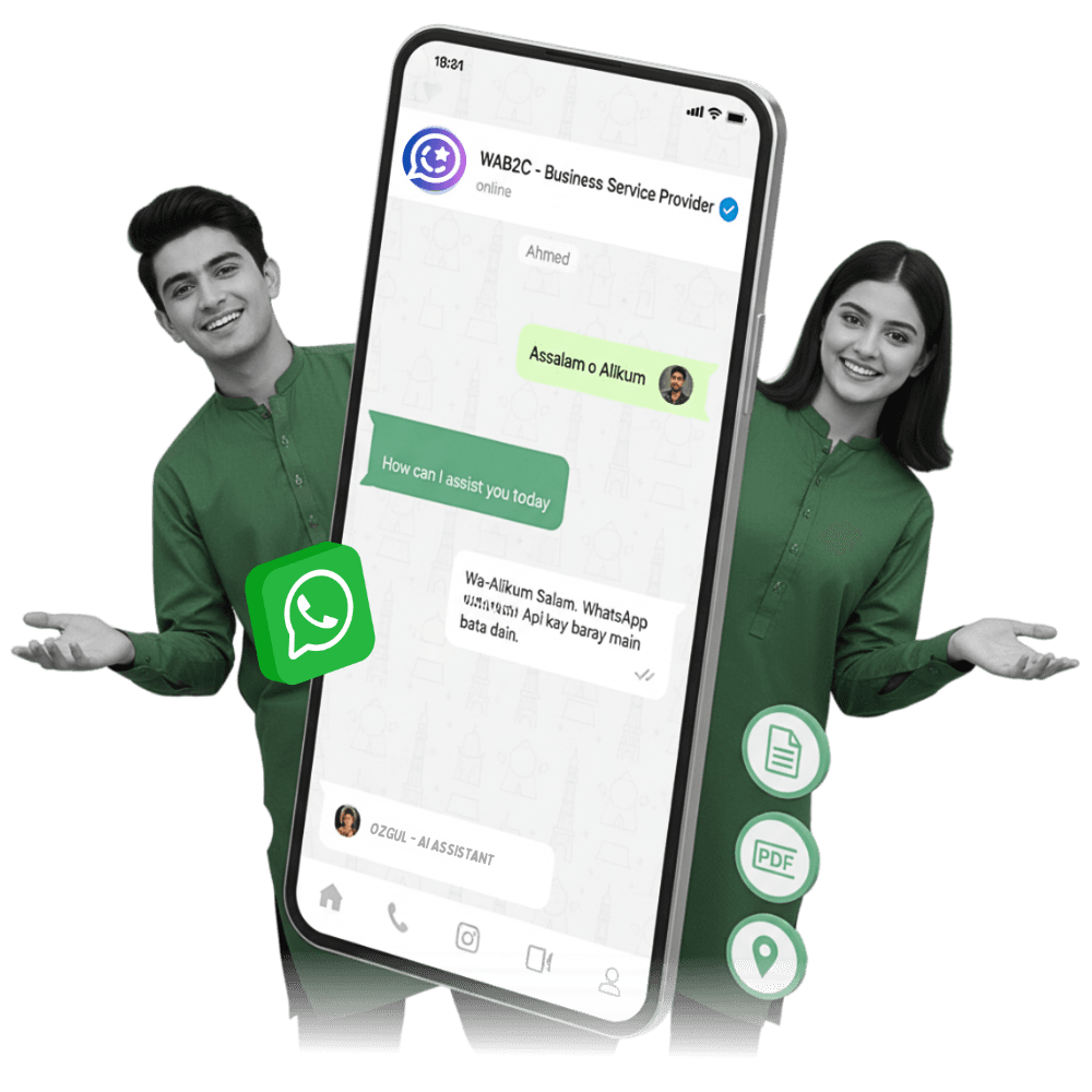 WAB2C WhatsApp Business Platform conversation on a phone